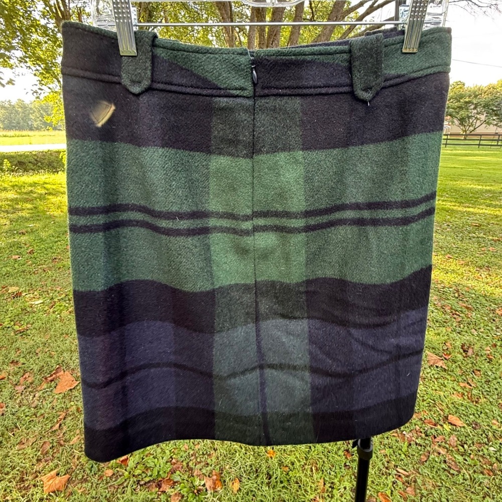 Talbots Womens Green Navy Plaid Wool Blend Pencil Skirt Size 8 Black Watch Posh - Picture 3 of 9